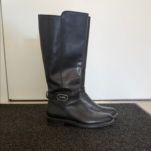 Coach Black Leather Over-the-Knee Riding Boots